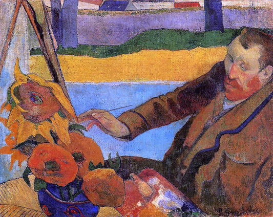  Paul Gauguin Portrait of Vincent van Gogh Painting Sunflowers (also known as Villa Rotunda by Emma Ciardi) - Canvas Print