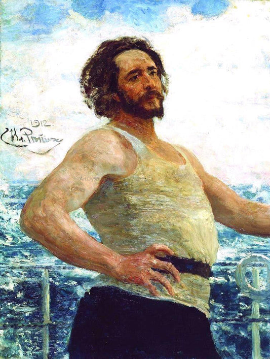  Ilia Efimovich Repin Portrait of writer Leonid Nikolayevich Andreyev on a Yacht - Canvas Print