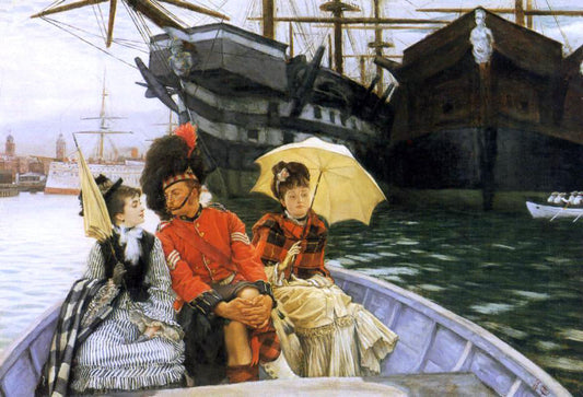  James Tissot Portsmouth Dockyard (also known as How Happy I Could be with Either) - Canvas Print