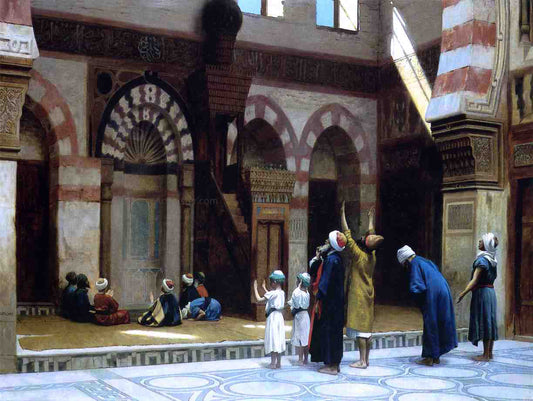  Jean-Leon Gerome Prayer in the Mosque of Caid Bey, in Cairo - Canvas Print