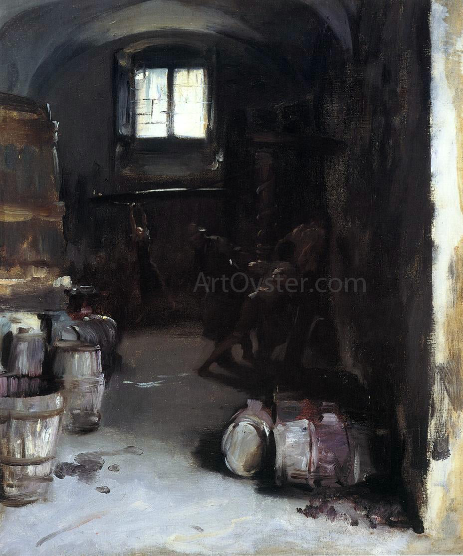  John Singer Sargent Pressing the Grapes: Florentine Wine Cellar - Canvas Print
