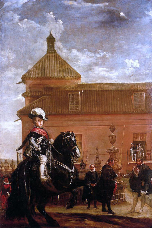  Diego Velazquez Prince Baltasar Carlos with the Count-Duke of Olivares at the Royal Mews - Canvas Print
