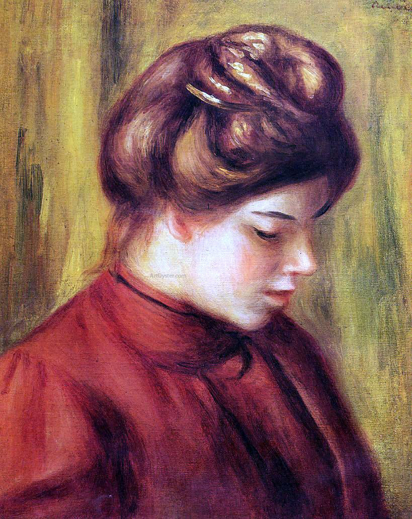  Pierre Auguste Renoir Profile of a Woman in a Red Blouse - Canvas Print