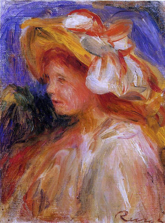  Pierre Auguste Renoir Profile of a Young Woman in a Hat - Canvas Print
