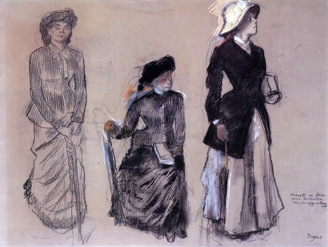  Edgar Degas Project for Portraits in a Frieze - Three Women - Canvas Print