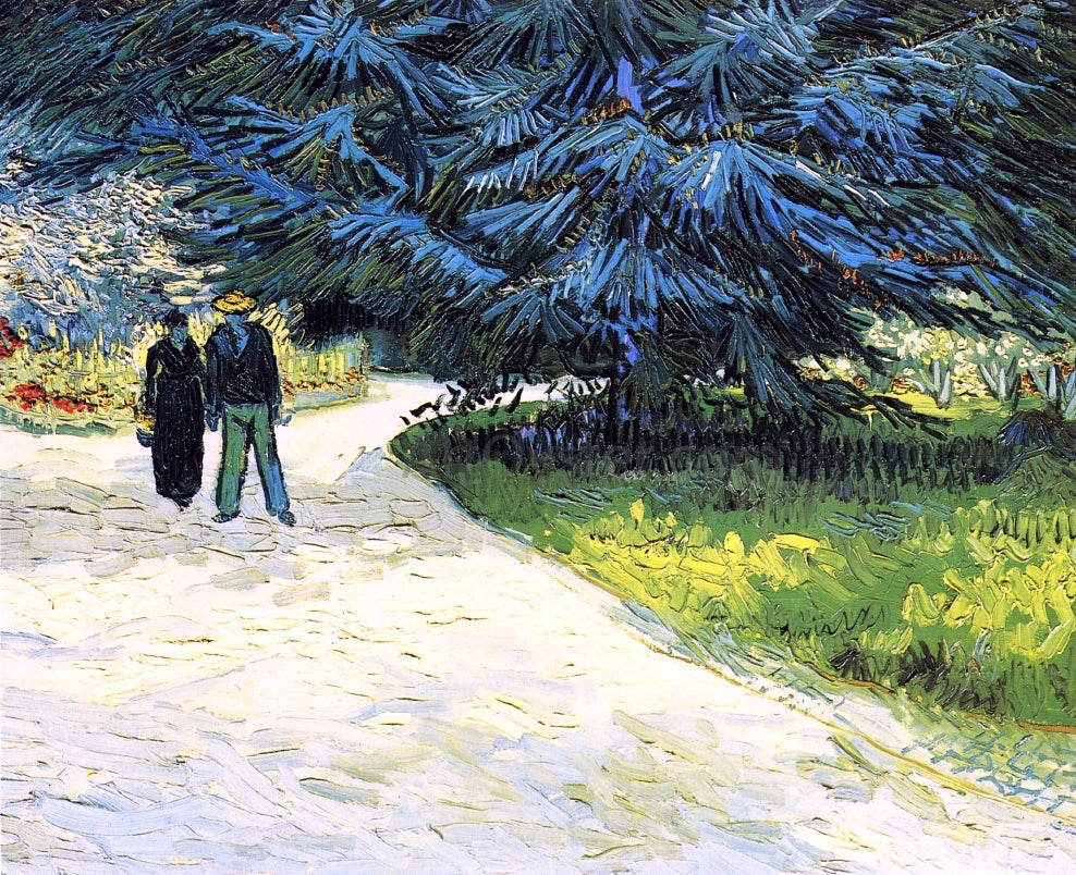  Vincent Van Gogh Public Garden with Couple and Blue Fir Tree - Canvas Print