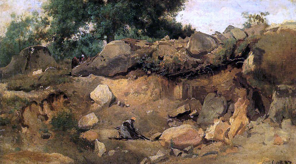  Jean-Baptiste-Camille Corot Quarry of the Chaise-Mre at Fontainebleau - Canvas Print