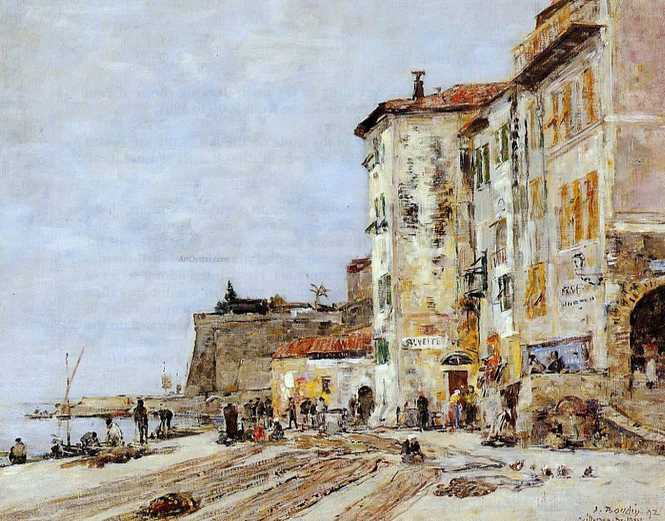  Eugene-Louis Boudin Quay at Villefranche - Canvas Print