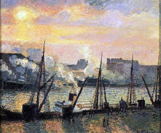  Camille Pissarro Quay in Rouen: Sunset - Canvas Print