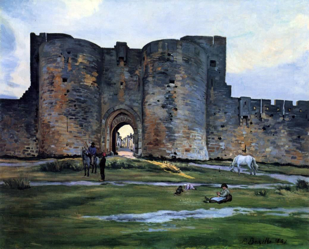 Jean Frederic Bazille Queens Gate at Aigues-Mortes Canvas Print – Art MegaMart