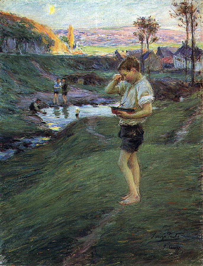  Jose Julio De Souza-Pinto Rapaz com um Barco - Canvas Print