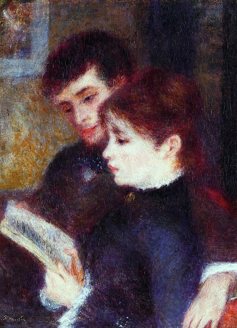  Pierre Auguste Renoir Reading Couple (also known as Edmond Renoir and Marguerite Legrand) - Canvas Print