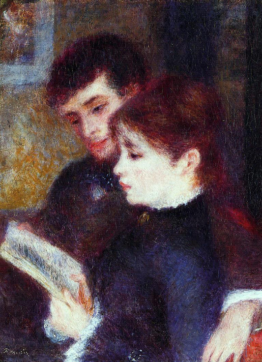  Pierre Auguste Renoir Reading Couple (also known as Edmond Renoir and Marguerite Legrand) - Canvas Print