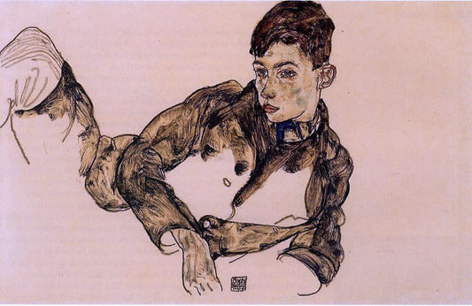  Egon Schiele Reclining Boy Leaning on His Elbow - Canvas Print