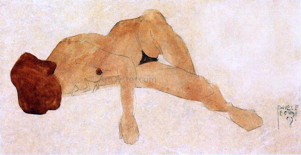  Egon Schiele Reclining Female Nude - Canvas Print