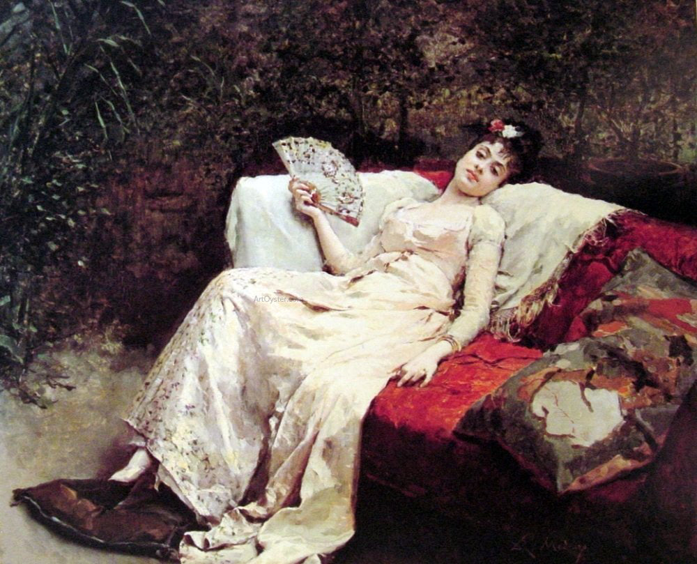  Raimundo de Madrazo Y Garreta Reclining Lady - Canvas Print