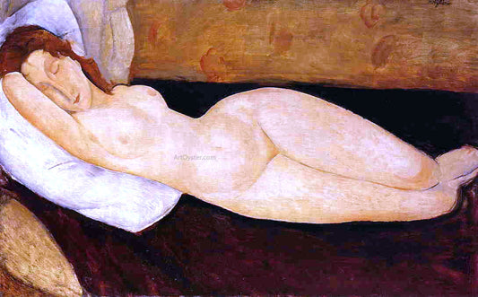  Amedeo Modigliani Reclining Nude, Head Resting on Right Arm (also known as Nude on a Couch) - Canvas Print