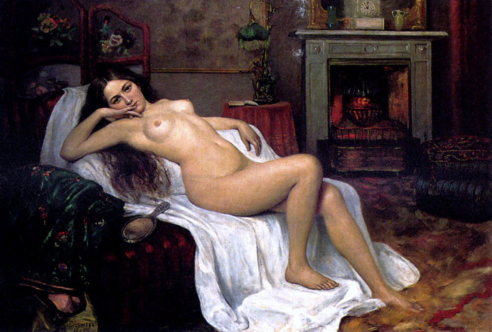  Sergei Semenovich Egornov A Reclining Nude On A Draped Sofa - Canvas Print