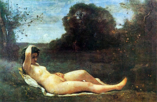  Jean-Baptiste-Camille Corot Reclining Nymph - Canvas Print