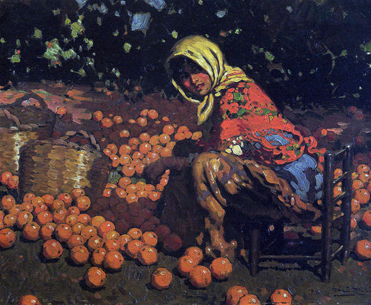  Alberto Pla Y Rubio Recogiendo  Naranjas - Canvas Print