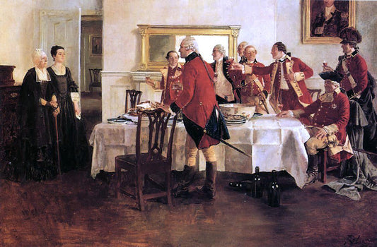  Howard Pyle Red Coat Soldiers Toasting the Ladies of the House - Canvas Print