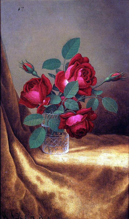  Martin Johnson Heade Red Roses in a Crystal Goblet - Canvas Print