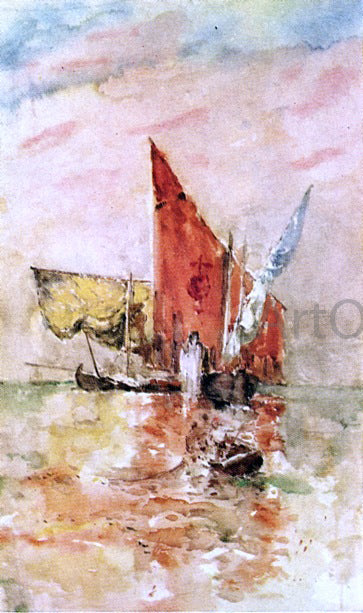  Frank Duveneck Red Sail, Venice - Canvas Print