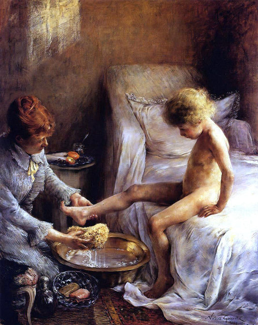  Norbert Goeneutte Reine Goeneutte Washing the Young Jean Guerard in the Artist's Studio - Canvas Print