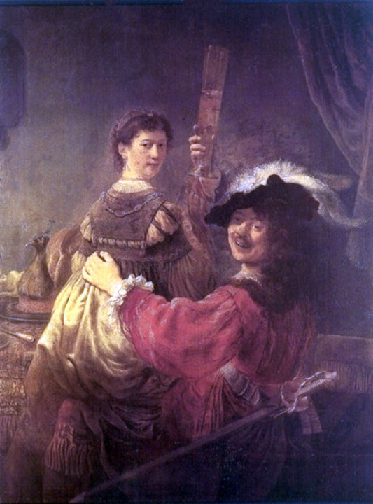  Rembrandt Van Rijn Rembrandt and Saskia in the Scene of the Prodigal Son in the Tavern - Canvas Print