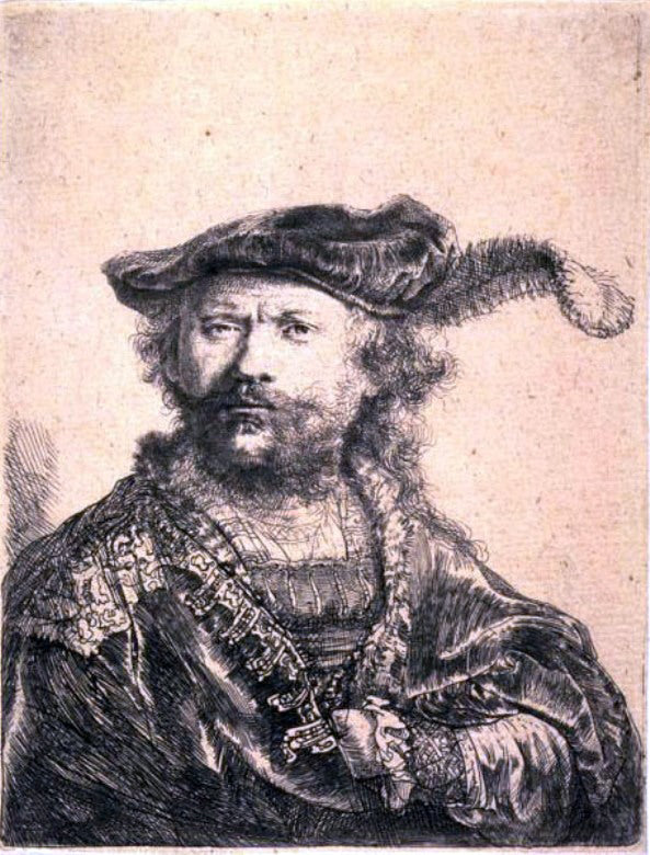  Rembrandt Van Rijn Rembrandt in Velvet Cap and Plume - Canvas Print