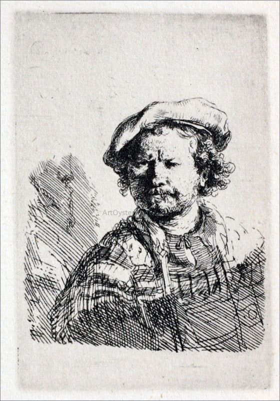  Rembrandt Van Rijn Rembrandt with a Flat Cap and Slashed Vest - Canvas Print