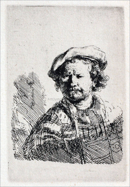  Rembrandt Van Rijn Rembrandt with a Flat Cap and Slashed Vest - Canvas Print