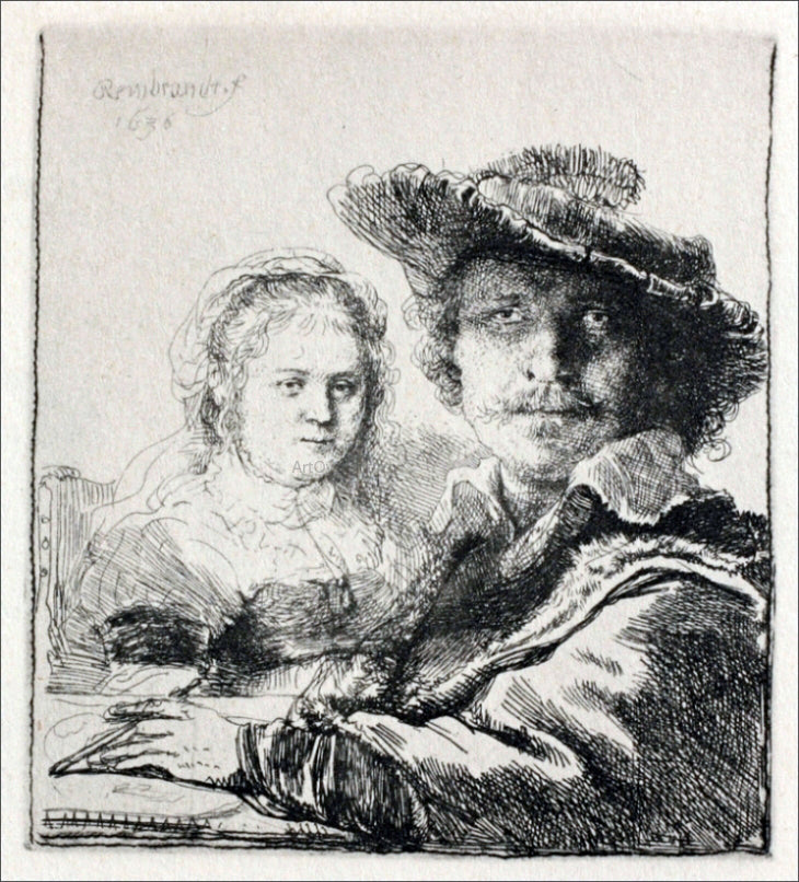  Rembrandt Van Rijn Rembrandt with his Wife - Canvas Print