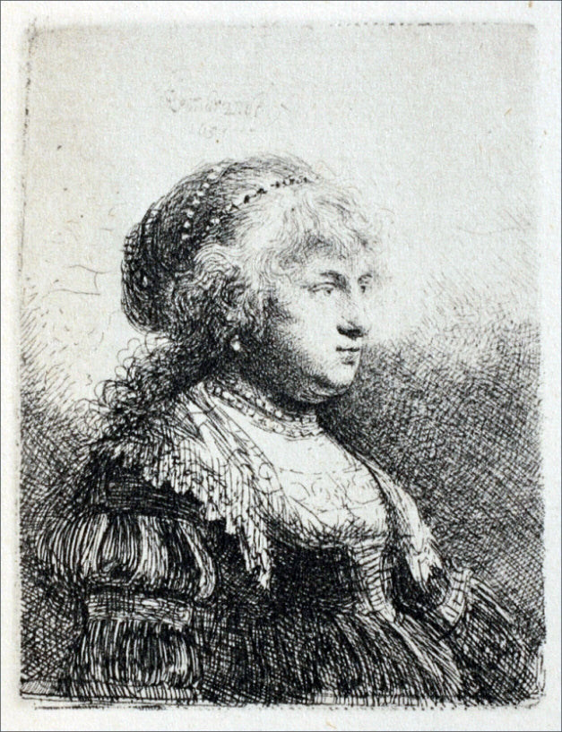  Rembrandt Van Rijn Rembrandt's Wife with Pearls in her Hair - Canvas Print