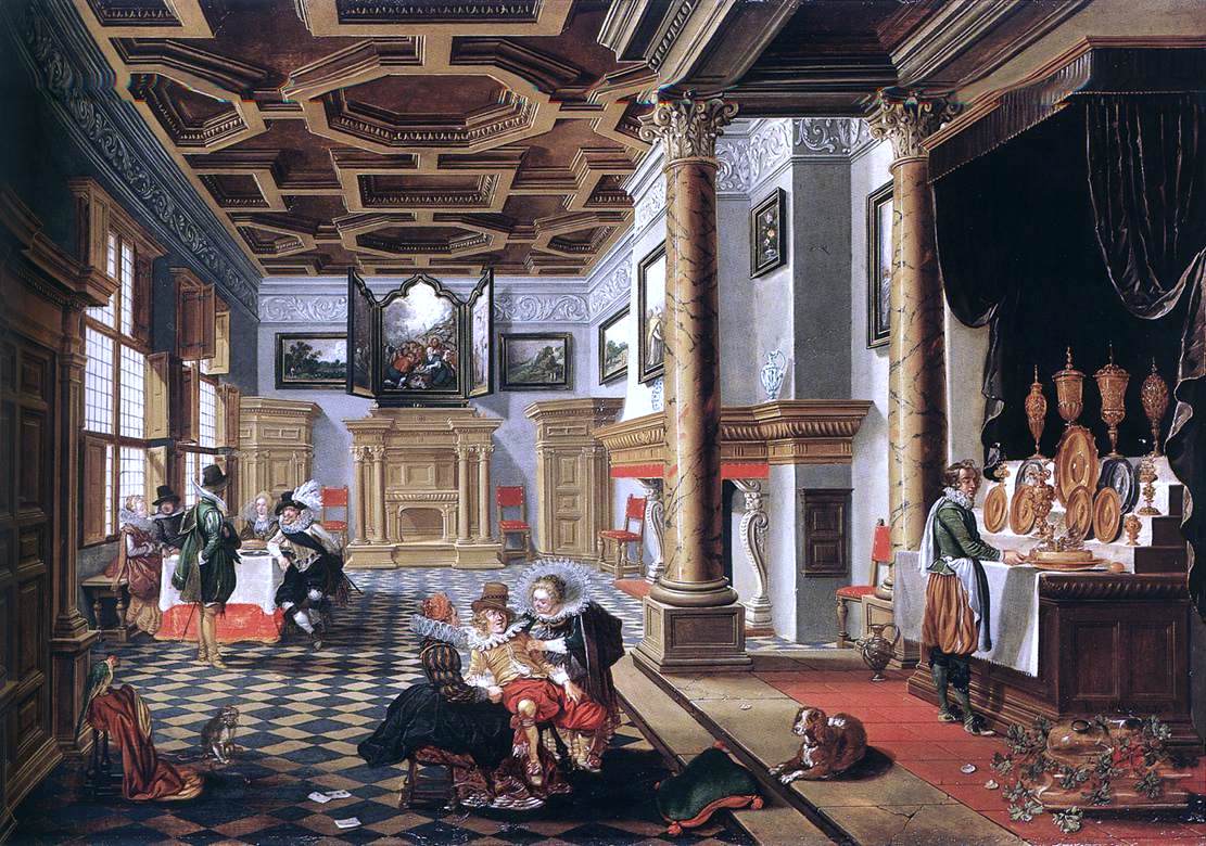  Bartholomeus Van Bassen Renaissance Interior with Banqueters - Canvas Print