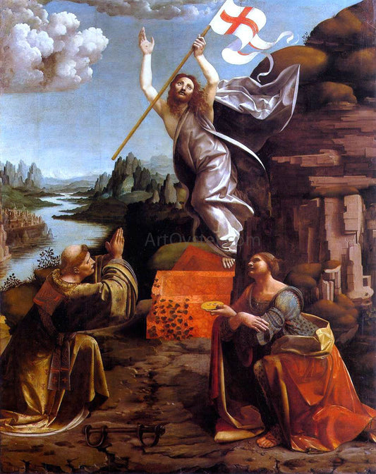  Marco D'Oggiono Resurrection of Christ with Sts Leonardo and Lucy - Canvas Print