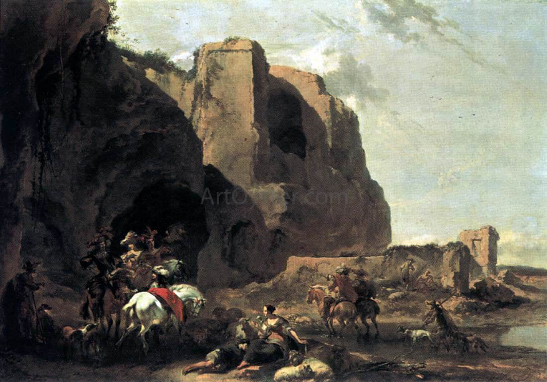  Nicolaes Berchem Return from the Falcon Hunt - Canvas Print