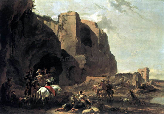  Nicolaes Berchem Return from the Falcon Hunt - Canvas Print
