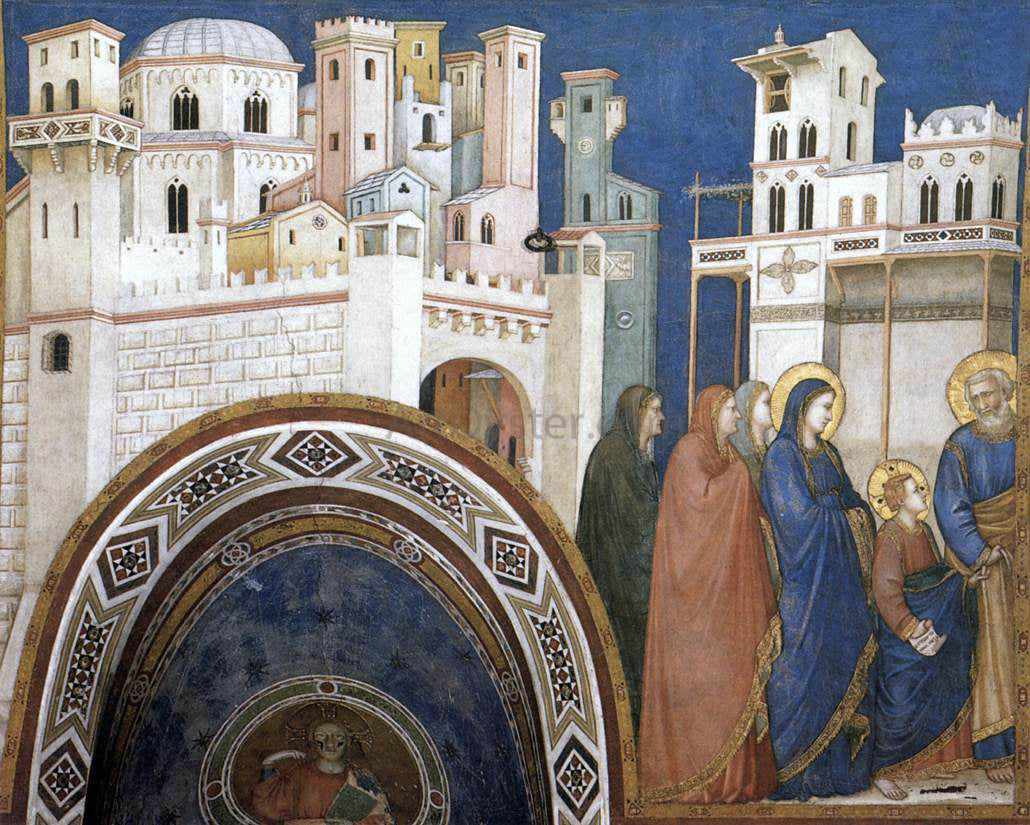  Giotto Di Bondone Return of Christ to Jerusalem (North transept, Lower Church, San Francesco, Assisi) - Canvas Print