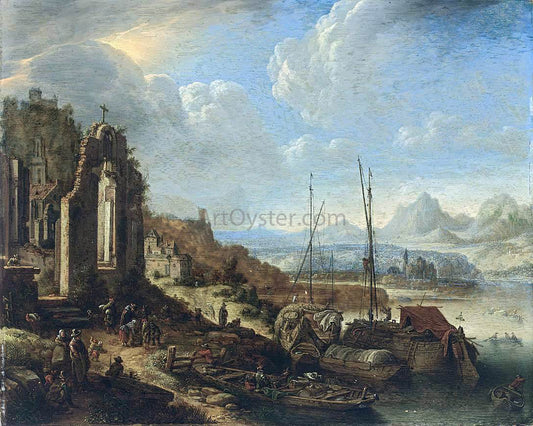  Herman Saftleven Rhenish River Landscape Capriccio - Canvas Print