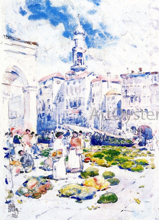  Frederick Childe Hassam Rialto Market, Venice - Canvas Print