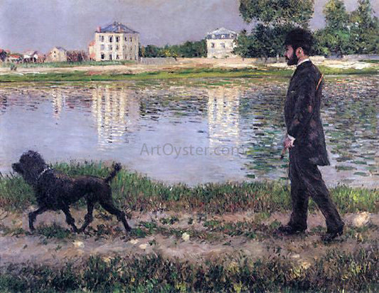  Gustave Caillebotte Richard Gallo and His Dog at Petit Gennevilliers - Canvas Print
