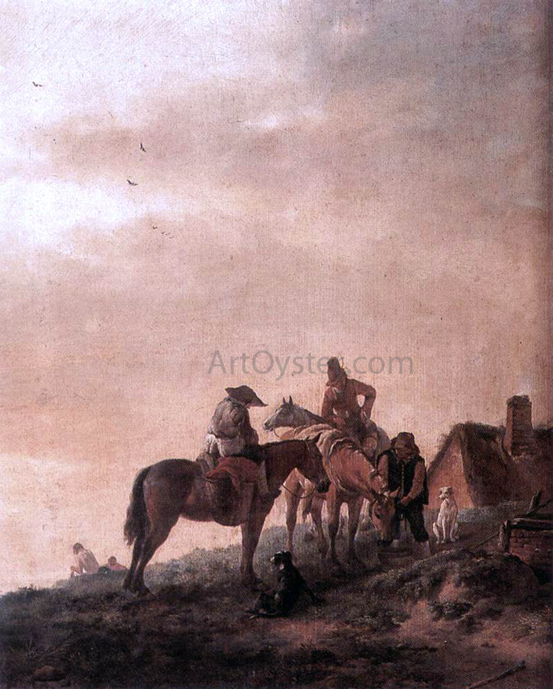  Philips Wouwerman Rider's Rest Place - Canvas Print