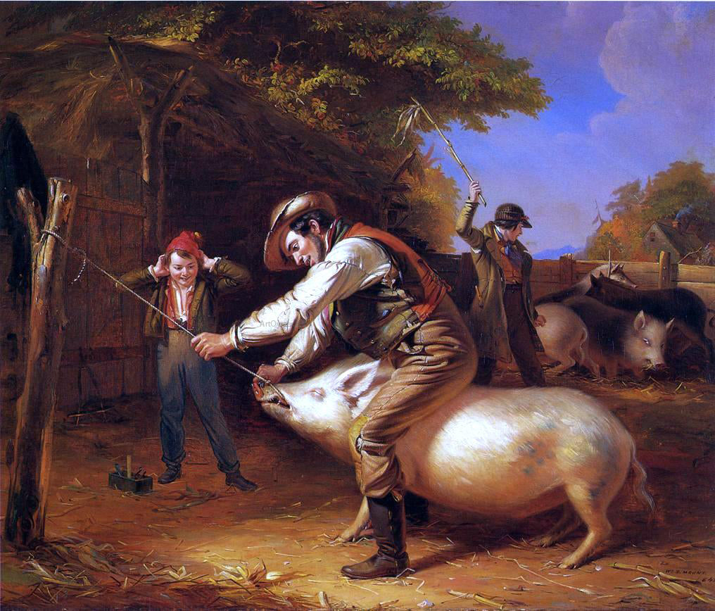  William Sidney Mount Ringing the Pig (also known as Scene in a Long Island Farm-Yard) - Canvas Print