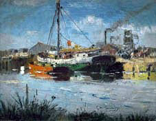  Eliseo Meifren I Roig Rio con Barcos - Canvas Print