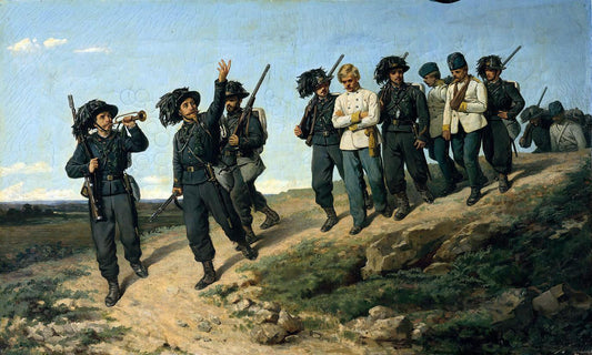  Silvestro Lega Ritorno di bersaglieri italiani da una ricognizione - Canvas Print