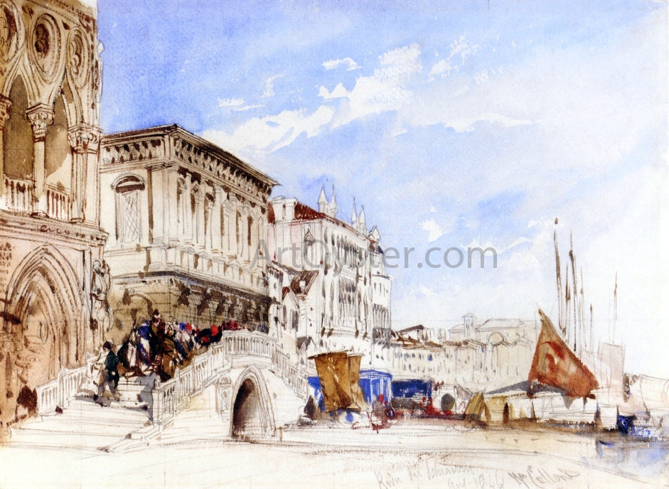  William Callow RWS Riva degli Schiavoni, Venice - Canvas Print