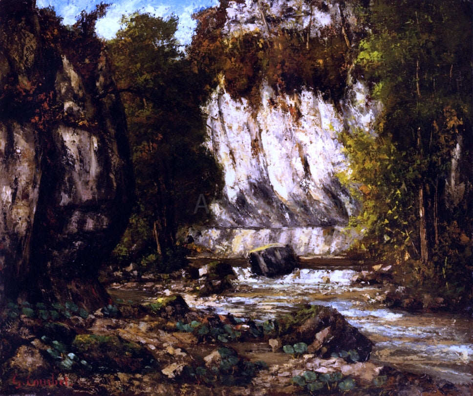  Gustave Courbet River and Cliff - Canvas Print