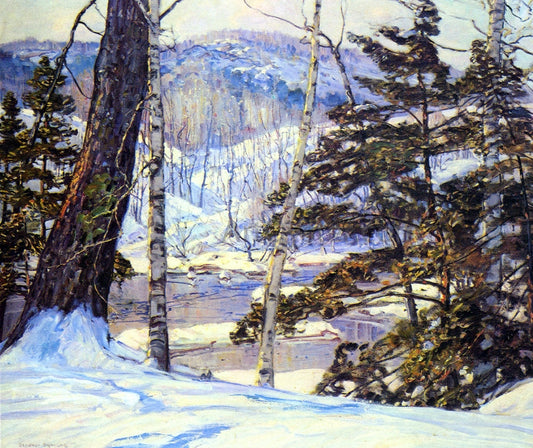  George Gardner Symons River Bank with Snow - Canvas Print