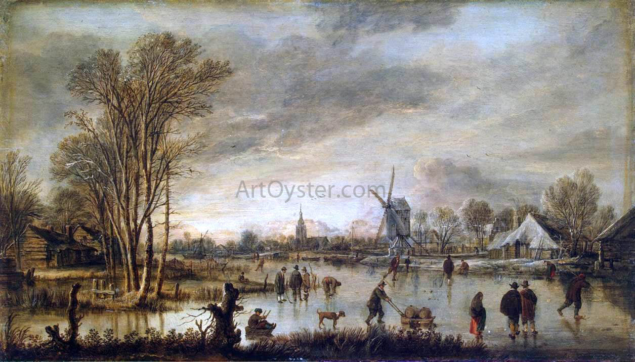  Aert Van der Neer River in Winter - Canvas Print